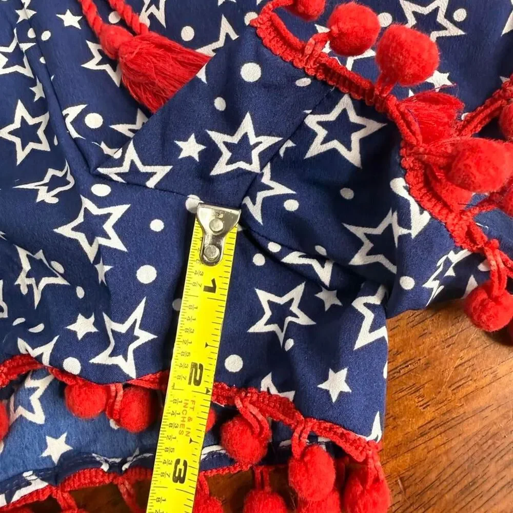 America & Beyond Star Shorts L Americana Coastal Cowgirl Festival Pom Pom Boho